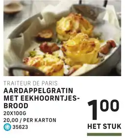 Bidfood Traiteur de paris aardappelgratin met eekhoorntjes- brood aanbieding