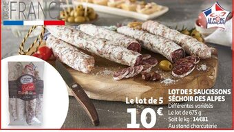 Auchan Lot de 5 saucissons sechoir des alpes aanbieding