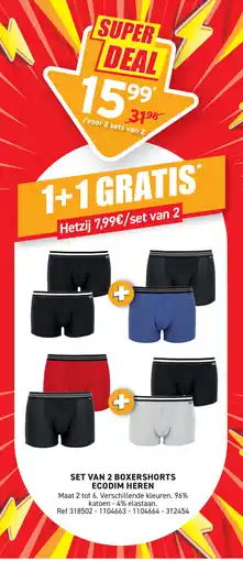 Trafic Set van 2 boxershorts ecodim heren aanbieding