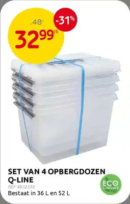 BricoPlanit Set van 4 opbergdozen Q-line aanbieding