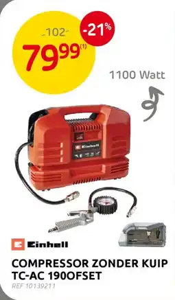 BricoPlanit Compressor zonder kuip TC-AC 190OFSET aanbieding
