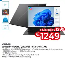 Exellent Asus Zenbook 14 UM3406KA-QD132W-BE-ITASUM3406KAQD1 aanbieding