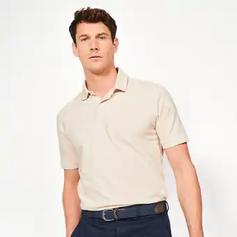 Decathlon Golfpolo met korte mouwen voor heren katoen beige aanbieding