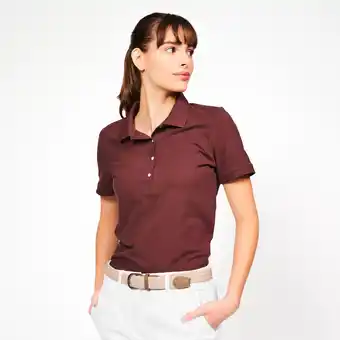 Decathlon Golfpolo katoen polyester korte mouwen dames MW500 donkerbruin aanbieding