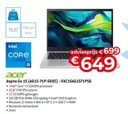 Exellent Acer Aspire Go 15 (AG15-71P-560Z) - ITAC15AG1571P56 aanbieding