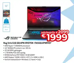 Exellent Rog Strix G16 G614PM-RV075W-ITASG614PMRV07 aanbieding