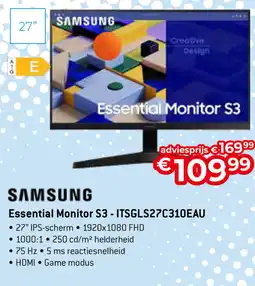 Exellent Samsung Essential Monitor S3 - ITSGLS27C310EAU aanbieding