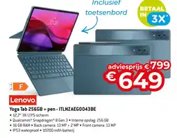 Exellent Lenovo Yoga Tab 256GB + pen - ITLNZAEG0043BE aanbieding