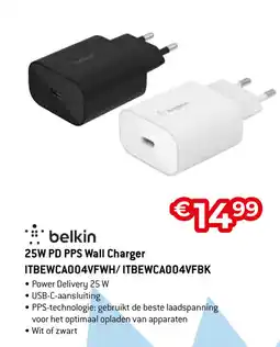 Exellent belkin 25W PD PPS Wall Charger ITBEWCA004VFWH/ITBEWCA004VFBK aanbieding
