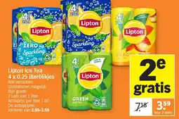 Albert Heijn Lipton Ice Tea 4 x 0.25 literblikjes aanbieding