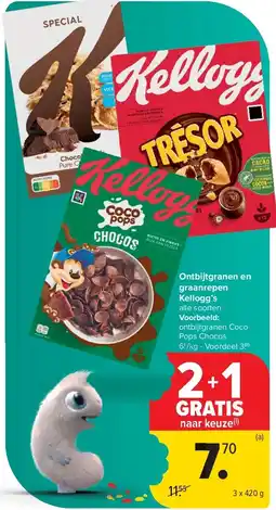 Carrefour Ontbijtgranen en graanrepen Kellogg’s aanbieding
