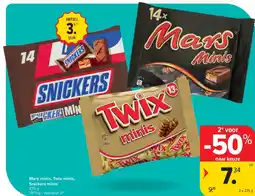 Carrefour Mars minis, Twix minis, Snickers minis aanbieding