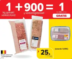 Carrefour Gehakt varken/rund + varkensgebraad aanbieding