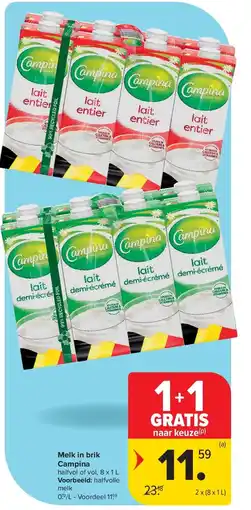 Carrefour Melk in brik Campina aanbieding