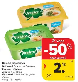 Carrefour Gamma margarines Bakken & Braden of Smeren Fama en Vitelma aanbieding