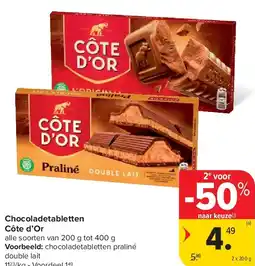 Carrefour Chocoladetabletten Côte d’Or aanbieding
