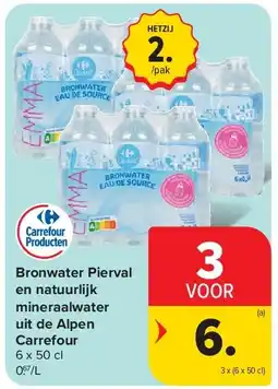 Carrefour Bronwater Pierval en natuurlijk mineraalwater uit de Alpen Carrefour aanbieding