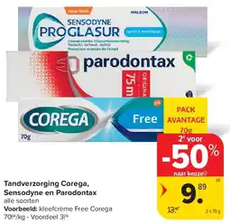 Carrefour Tandverzorging Corega, Sensodyne en Parodontax aanbieding
