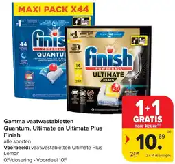 Carrefour Gamma vaatwastabletten Quantum, Ultimate en Ultimate Plus Finish aanbieding