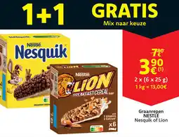 Cora Nestle Nesquik of Lion Graanrepen aanbieding