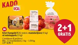Delhaize Kiwi Sungold X (6 stuks), mandarijnen (1 kg) of miniappels (1 kg) aanbieding