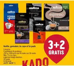 Delhaize Koffie, gemalen, in caps of in pads aanbieding