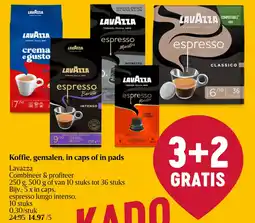 Delhaize Lavazza Koffie, gemalen, in caps of in pads aanbieding