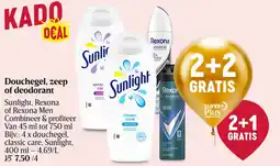Delhaize Douchegel, zeep of deodorant Sunlight, Rexona of Rexona Men aanbieding