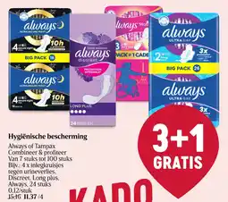 Delhaize Hygiënische bescherming Always of Tampax aanbieding
