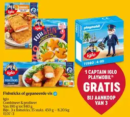 Delhaize Iglo Fishsticks of gepaneerde vis aanbieding