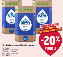 Delhaize Spa Reine Niet-bruisend natuurlijk mineraalwater aanbieding