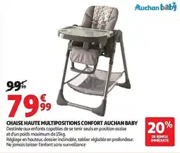 Auchan Chaise haute multipositions confort auchan baby aanbieding