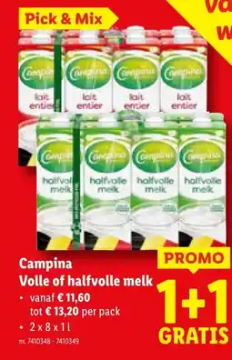 Lidl Campina Volle of halfvolle melk aanbieding