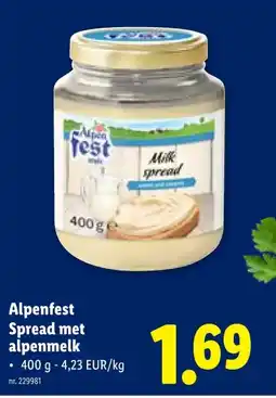 Lidl Alpenfest Spread met alpenmelk aanbieding