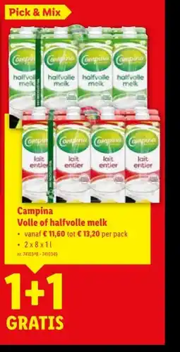 Lidl Campina Volle of halfvolle melk aanbieding