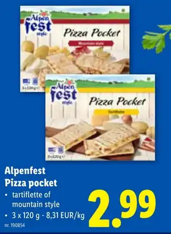 Lidl Alpenfest Pizza pocket aanbieding