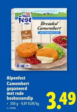 Lidl Alpenfest Camembert gepaneerd met rode bosbessendip aanbieding
