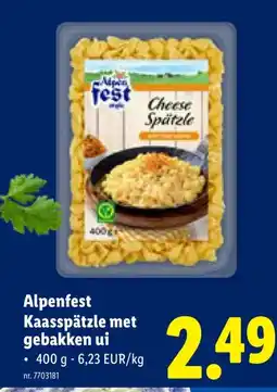Lidl Alpenfest Kaasspätzle met gebakken ui aanbieding