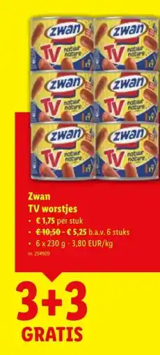 Lidl Zwan TV worstjes aanbieding