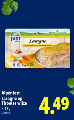 Lidl Alpenfest Lasagne op Tiroolse wijze aanbieding