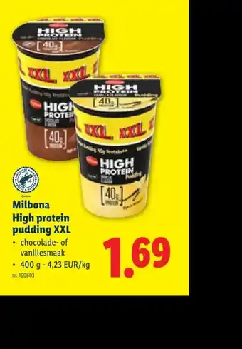 Lidl Milbona High protein pudding XXL aanbieding