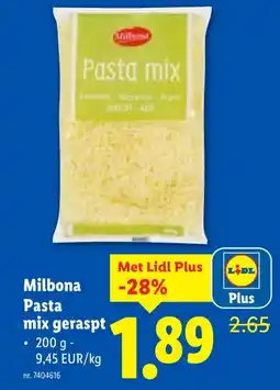 Lidl Milbona Pasta mix geraspt aanbieding