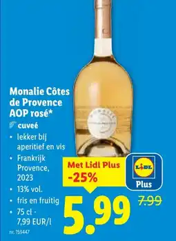 Lidl Monalie Côtes de Provence AOP rosé aanbieding