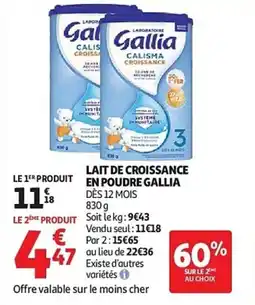 Auchan Lait de croissance en poudre gallia aanbieding