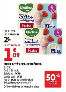 Auchan Mini lactés fraise blédina aanbieding