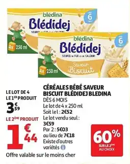 Auchan Céréales bébé saveur biscuit blédidejbledina aanbieding