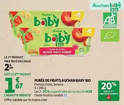 Auchan Purée de fruits auchan baby bio aanbieding