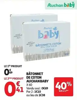 Auchan Bâtonnet de coton auchan baby aanbieding