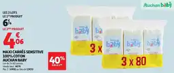 Auchan Maxi carrés sensitive 100% coton auchan baby aanbieding