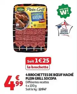 Auchan 4 brochettes de bœuf haché plein grill socopa aanbieding